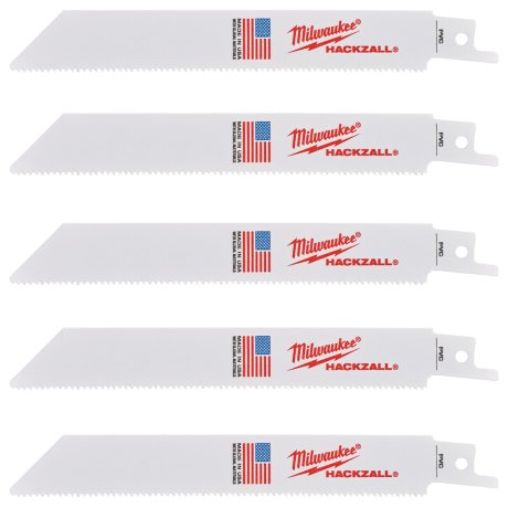 5 lames scie sabre Hackzall™ bi-métal 150 mm x 14 TPI - MILWAUKEE