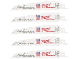 5 lames scie sabre Wrecker™ multi-matériaux 150 mm x 7/11 TPI - MILWAUKEE