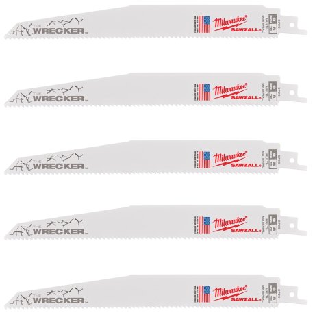 5 lames scie sabre Wrecker™ multi-matériaux 230 mm x 7/11 TPI - MILWAUKEE