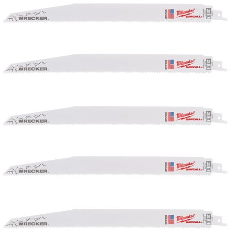 5 lames scie sabre Wrecker™ multi-matériaux 300 mm x 7/11 TPI - MILWAUKEE