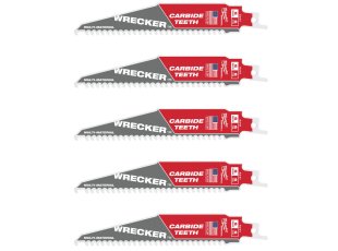 5 lames de démolition Heavy Duty Wrecker™ carbure multi-matériaux 150 mm x 6 TPI - MILWAUKEE