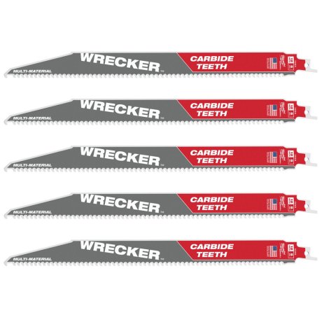 5 lames de démolition Heavy Duty Wrecker™ carbure multi-matériaux 300 mm x 6 TPI - MILWAUKEE