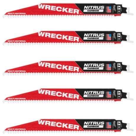 5 lames scie sabre Wrecker Nitrus™ multi-matériaux 230 x 6 TPI - MILWAUKEE