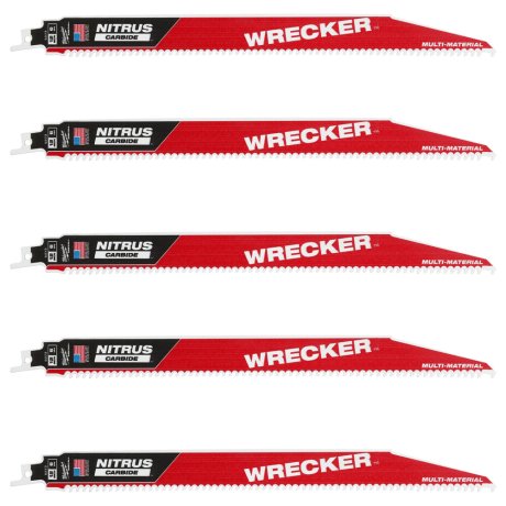5 lames scie sabre Wrecker Nitrus™ multi-matériaux 300 x 6 TPI - MILWAUKEE