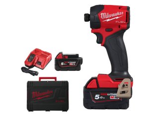 Visseuse à chocs hydraulique 1/4" Hex M18 Fuel™ Surge™ avec 2 batteries 5 Ah + chargeur - MILWAUKEE