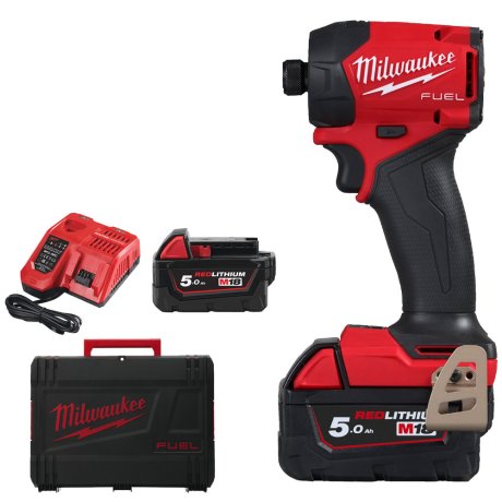 Visseuse à chocs hydraulique 1/4" Hex M18 Fuel™ Surge™ avec 2 batteries 5 Ah + chargeur - MILWAUKEE