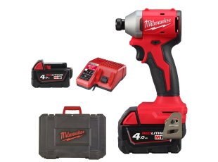 Visseuse à choc compacte Hex 1/4″ M18™ avec 2 batteries 4 Ah + chargeur + coffret - MILWAUKEE