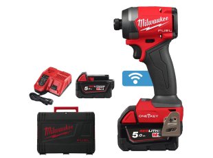 Visseuse à choc Hex 1/4″ M18 Fuel™ One-Key™ avec 2 batteries 5 Ah + chargeur + HD Box - MILWAUKEE