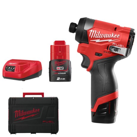 Visseuse à choc 1/4" M12 Fuel™ avec 2 batteries 2 Ah + chargeur + HD Box - MILWAUKEE
