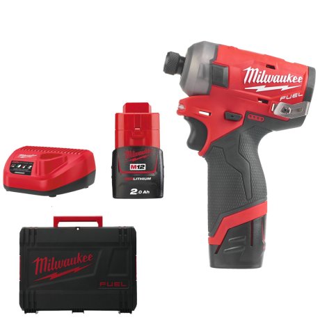 Visseuse à choc hydraulique 1/4" M12 Fuel™ Surge™ avec 2 batteries 2 Ah + chargeur - MILWAUKEE