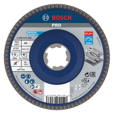 Disque à lamelles X-Lock métal et inox Ø125 mm, grain 40 - BOSCH