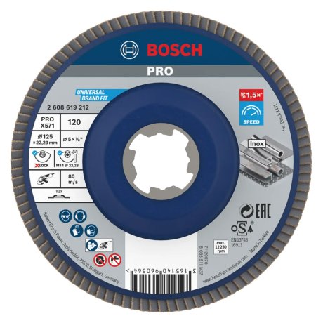 Disque à lamelles X-Lock métal et inox Ø125 mm, grain 120 - BOSCH