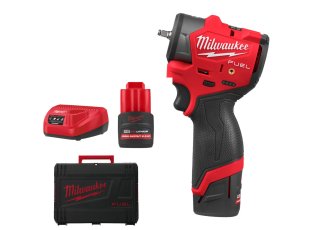 Boulonneuse à chocs compacte 1/4" M12 Fuel™ O'Ring avec 2 batteries 2,5 Ah + chargeur - MILWA