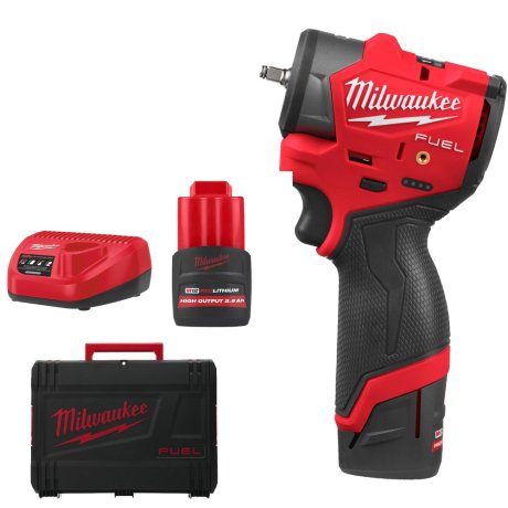 Boulonneuse à chocs compacte 1/4" M12 Fuel™ O'Ring avec 2 batteries 2,5 Ah + chargeur - MILWA