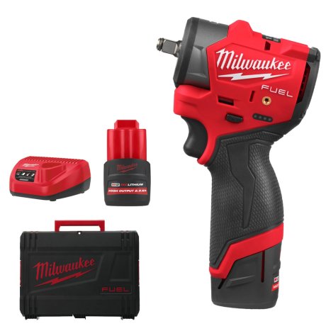 Boulonneuse compacte 3/8" M12 Fuel™ O'Ring avec 2 batteries 2,5 Ah + chargeur + HD Box - MILWAUKEE