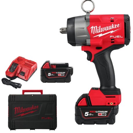 Boulonneuse 1/2" M18 Fuel™ fixation à bille avec 2 batteries 5 Ah + chargeur + HD Box - MILWAUKEE