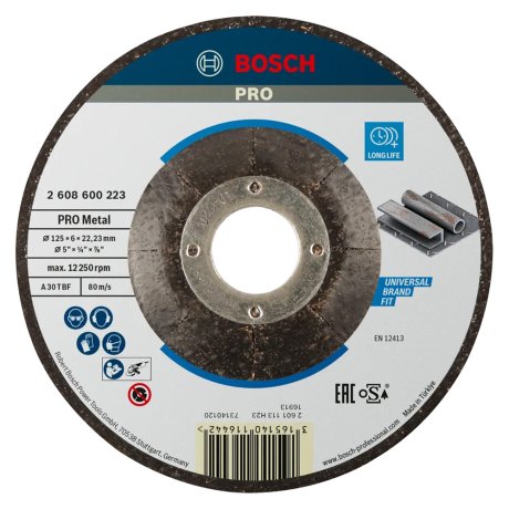 Disque abrasif aggloméré Pro métal Ø125 x 6 x 22,23 mm - BOSCH
