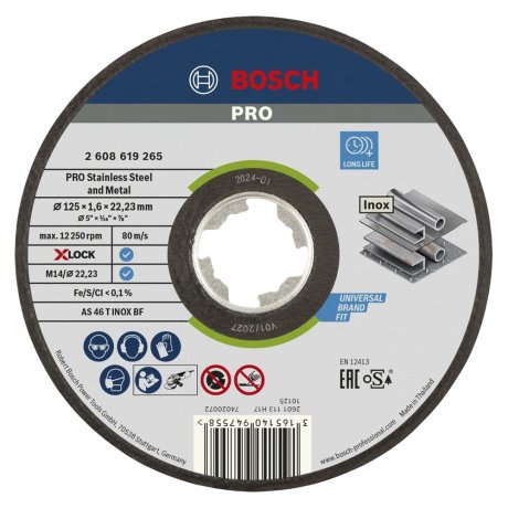 Disque à tronçonner X-Lock inox et métal Ø125 x 1,6 x 22,23 mm - BOSCH
