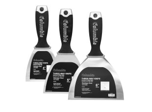 Couteau à enduire inox 3 voies, manche soft grip, taille au choix - COLUMBIA