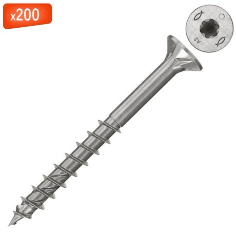 Vis à bois aggloméré inox tête fraisée TX PowerFast FPF II CTP A2, Ø5 x 40 mm, 200/bte - FISCHER
