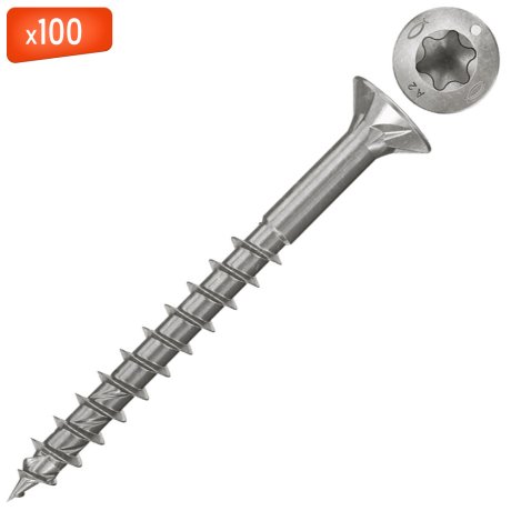 Vis à bois aggloméré inox tête fraisée TX PowerFast FPF II CTP A2, Ø4,5 x 60 mm, 100/bte - FISCHER