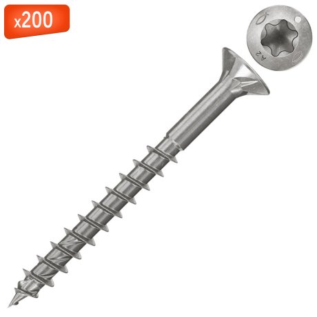 Vis à bois aggloméré inox tête fraisée TX PowerFast FPF II CTP A2, Ø4,5 x 50 mm, 200/bte - FISCHER