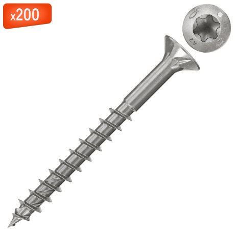 Vis à bois aggloméré inox tête fraisée TX PowerFast FPF II CTP A2, Ø4 x 50 mm, 200/bte - FISCHER
