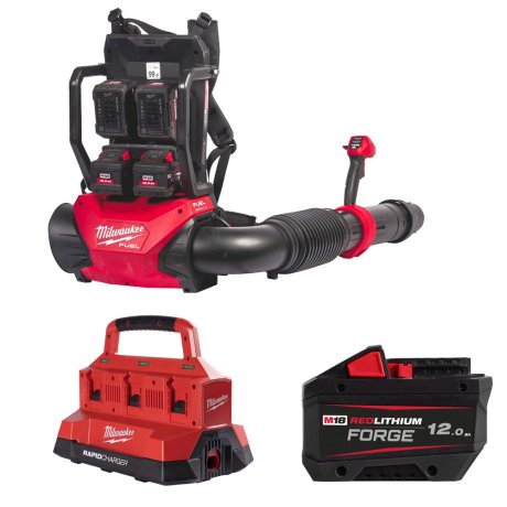 Souffleur dorsal à double batterie M18 Fuel™ avec 4 batteries 12 Ah Forge™ + chargeur - MILWAUKEE