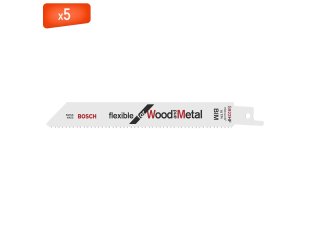 Pack 5 lames de scie sabre S 922 HF pour bois et métal 150 mm - BOSCH