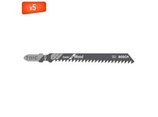 Pack 5 lames de scie sauteuse T 111 C Basic pour bois 100 mm - BOSCH