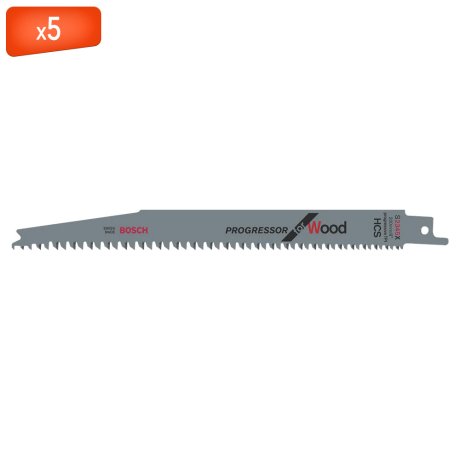 Lames de scie sabre S 2345 X Progressor pour bois 200 mm, x5 - BOSCH