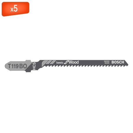 Pack 5 lames de scie sauteuse T 119 BO pour bois - BOSCH
