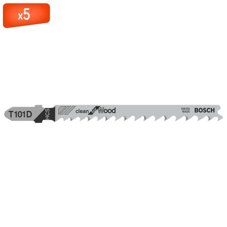 Pack 5 lames de scie sauteuse T 101 D pour bois - BOSCH