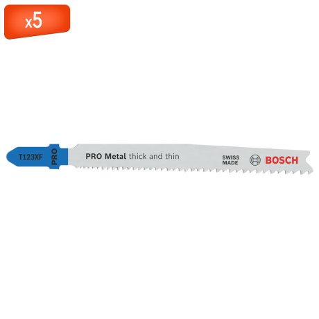 Pack 5 lames de scie sauteuse T 123 XF pour métal - BOSCH
