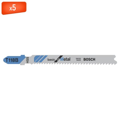 Pack 5 lames de scie sauteuse T 118 B pour métal - BOSCH