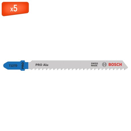 Pack 5 lames de scie sauteuse T 127 D aluminium 100 mm - BOSCH