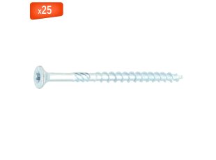 Vis bois et charpente TF Torx acier zingué blanc (embout inclus), 300/75 mm, 25/bte - VISWOOD