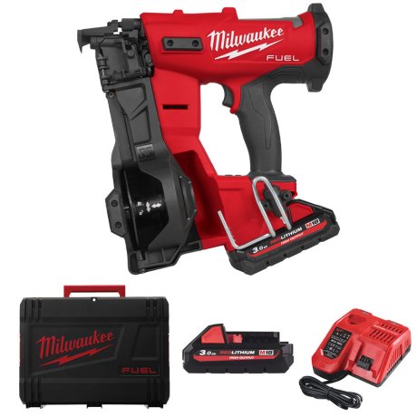 Cloueur de charpente bardeaux bitumés M18 Fuel™ avec 2 batteries 3 Ah + chargeur - MILWAUKEE