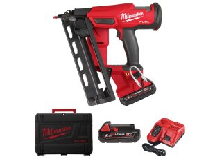 Cloueur de finition 20° calibre 16 M18 Fuel™ avec 2 batteries 3 Ah + chargeur + HD Box - MILWAUKEE