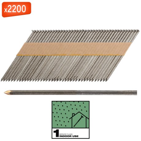 Clous de charpente tige lisse brillants SC1 34°, tête D, 50 mm x 2200 - MILWAUKEE