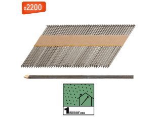 Clous de charpente tige lisse brillants SC1 34°, tête D, 90 mm x 2200 - MILWAUKEE