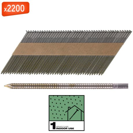 2200 clous de charpente annelés brillants 34° 70 mm - MILWAUKEE