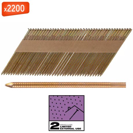 Clous de charpente annelés Galva SC2 34°, tête D, 90 mm x 2200 - MILWAUKEE