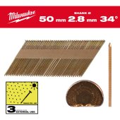 Clous de charpente annelés Galva SC3 34°, tête D, 50 mm x 2200 - MILWAUKEE