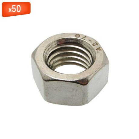 Écrou hexagonal HU, inox A2, DIN 934, Ø12, 50/bte - VISWOOD