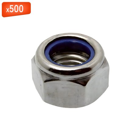 Écrou frein indésserrable HI, acier zingué blanc, DIN 985, Ø6, 500/bte - VISWOOD