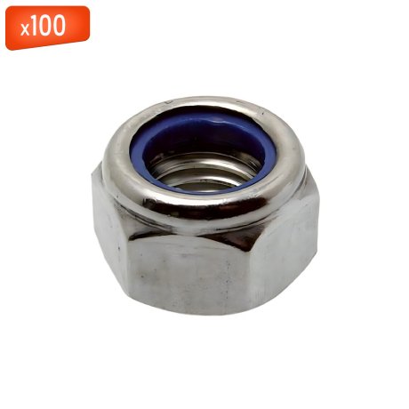 Écrou frein indésserrable HI, acier zingué blanc, DIN 985, Ø10, 100/bte - VISWOOD