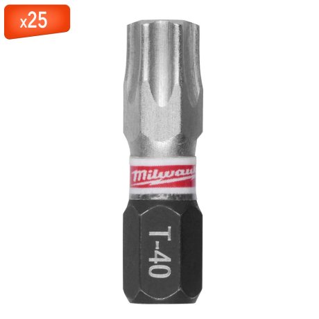 Embout de vissage TX40 x 25 mm Shockwave Impact Duty, par 25 - MILWAUKEE