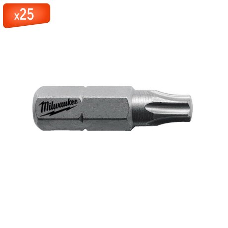 Embout de vissage acier TX30 S2 60 HRC, par 25 - MILWAUKEE