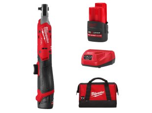 Clé à cliquet 1/4" M12 Fuel™ avec 2 batteries 2,5 Ah + chargeur + sac - MILWAUKEE